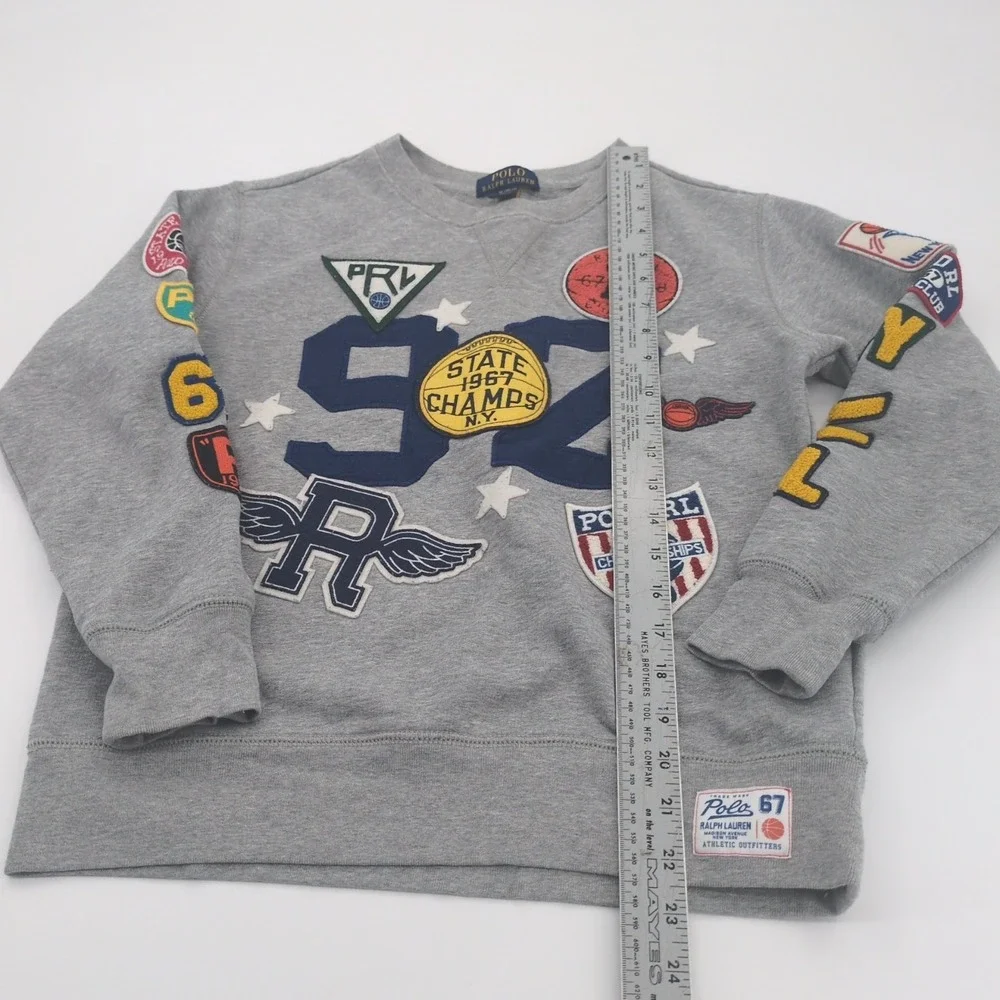 Polo Ralph Lauren Multi Patch '92' VARSITY BASKETBALL Crewneck Sweatshirt sz M